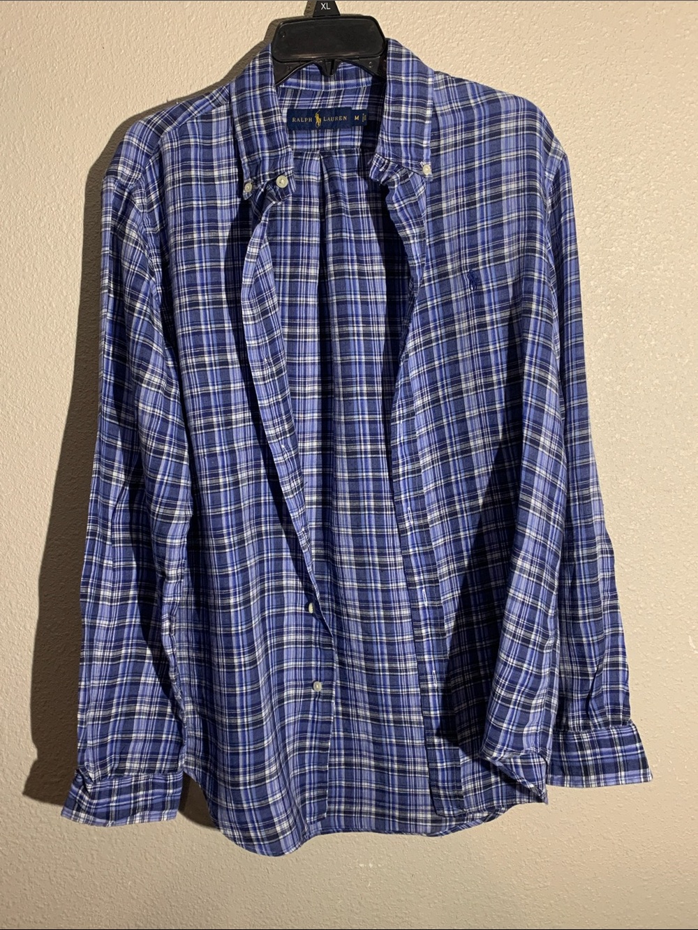 Ralph Lauren Men's Blue Plaid Button-Down Shirt